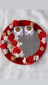 Haldi Or Maaiya Jewellery: Ring Ceremony Plate ( TD -1 , Red )