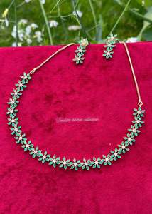 Green American diamond necklace set