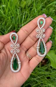 Green American diamond earrings