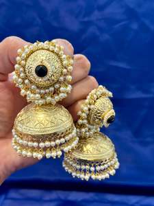 Kashmiri Gold look earrings, Colour: Golden - ( Code: 086 )