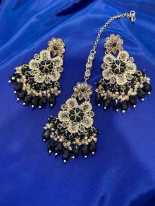 Polki earrings, Colour: Black, (Code: X2)