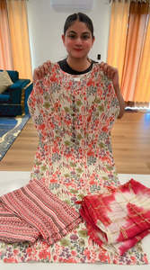 Bindis: Readymade 3 pieces suit with sleek handwork on neckline, Dupatta: 1.8mtr, Colour: Plum, Code: 179