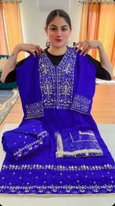 Punjabi Suits: Partywear fully hand work suit (Colour: royal blue), Code: 251