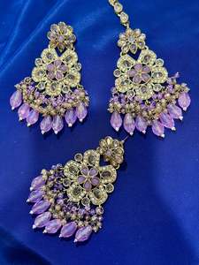 Earrings Collection: Polki earrings, Colour: Lavender, (Code: X2)