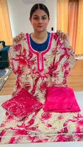 Casual Wear Punjabi Suits: Cotton Printed Boutique Stitched Suit, Code: 224