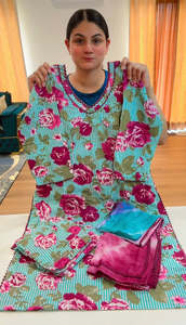 Casual Wear Punjabi Suits: Cotton Printed Boutique Stitched Suit, Code: 225