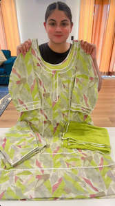 Cotton Printed Boutique Stitched Suit, Colour: Apple Green, Code: 199