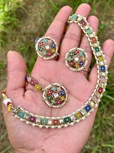 Necklace set with earrings & tikka - J27