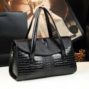Bags: Embossed Alligator Leather Handbag