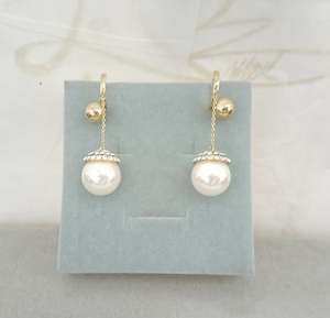 #099 Pearl & Rhinestone Dangle Earrings