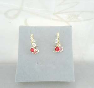 #049 Red Faceted Drop Earrings