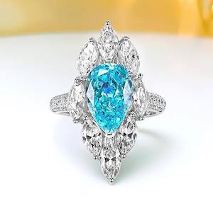 Prestige Jewellery Collection: Ocean Tear Radiance: 4Carat Cubic Zirconia Ring, 18k White Gold