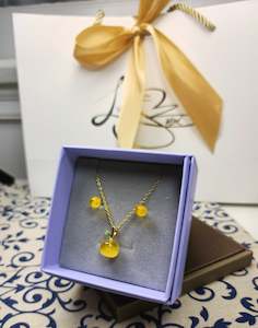 Earthborn Treasures Collection: Amber | Honey Wax | Gold-Toned Plated Small Pendant-Stud Earrings Set