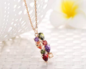 Premium Crystal Jewellery Collection: Mosaic Multi-Coloured | Premium Crystal | Pendant Necklace