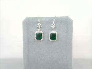 Emerald Green | Premium Crystal | Sterling Silver Pin Earrings