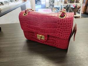 Leather Bags: Embossed Genuine Leather Crocodile Leather Pattern Flap Shoulder Bag