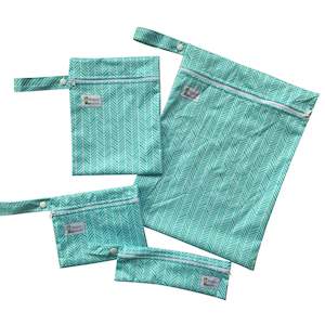 Wet Bag Sets: Aqua Herringbone - starter kit