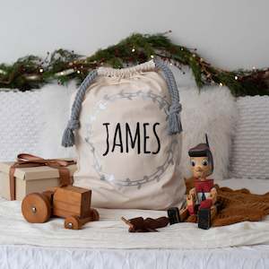 All: Large Santa Sack | Silver Wreath