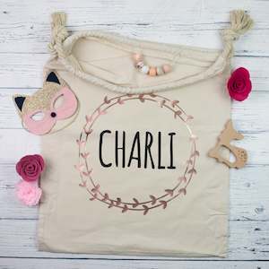 Medium - Rose Gold Wreath Santa Sack