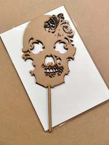 End Of Range Items: Skull Cake Topper - MDF wood