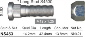 WHEEL STUD & NUT - M12 X 1.25MM NS453