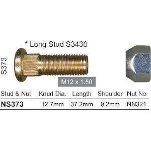 Brakes Brake Wheel Nuts: WHEEL STUD AND NUT NS373