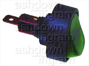 Rocker Switch On/Off SPST 12V Green Illuminated (Contacts Rated 30A @ ACX3799