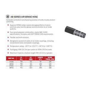 Brakes Disc Brake Calipers Kits: Gates AB Series Air Brake Hose 1/2In (Per Meter) 28761