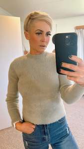 Refuge sage mohair like knit jumper