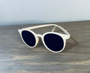 Sunglasses: Round frame beige sunnies