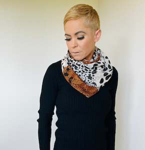 Scarves: Rust & brown leopard print scarf