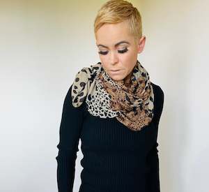 Leopard print natural tones scarf