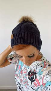 Scarves: Pom pom beanie- navy