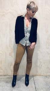 Coats Jackets: Suede jacket waterfall lapel- black