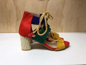 Shoes: Colour wheel edgy lace up chunky heel sandals