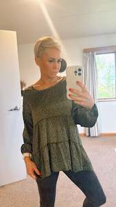 Today S Specials: Satin leopard tiered top- green