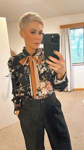 Sale Stuff: Floral print tie neck blouse