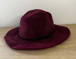 Scarves Hats: Fedora hat with braid detail burgundy