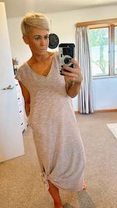 Summer Dress Sale: Refuge side splits Bf tee stripe dress- rust