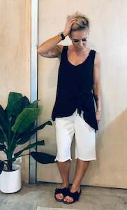 Black Friday 15 Under: Black raw edge tie front top