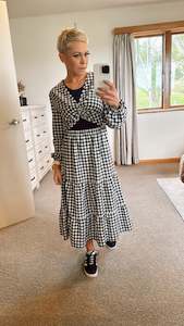 40 Dresses: Bishop sleeve gingham cut out ruffle dress