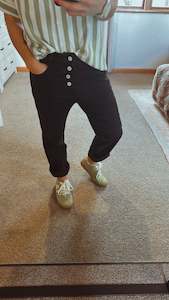 All Pants: Dome detail black bf fit jeans