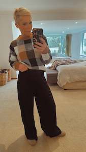 All Pants: Elastic waist crinkle wide leg pants