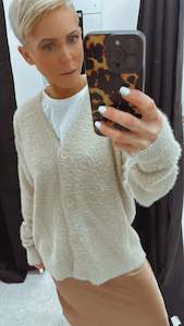 Coats Jackets: Sunny Girl fluffy V neck soft cardigan