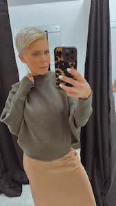 Knit Jumper Sale: Sunny Girl batwing forest green knit jumper