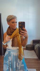 Accessories: Ombre mustard & brown scarf