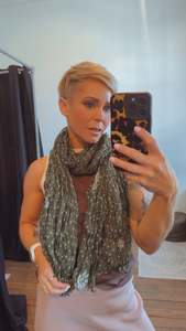 Scarves: Deep green polka dot crinkle scarf