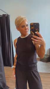 So Instyle Contrast binding knit singlet black