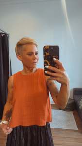 Tops: So Instyle Linen Viscose wide seam button back singlet