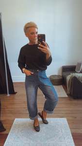 Front pocket barrel leg slouch jeans